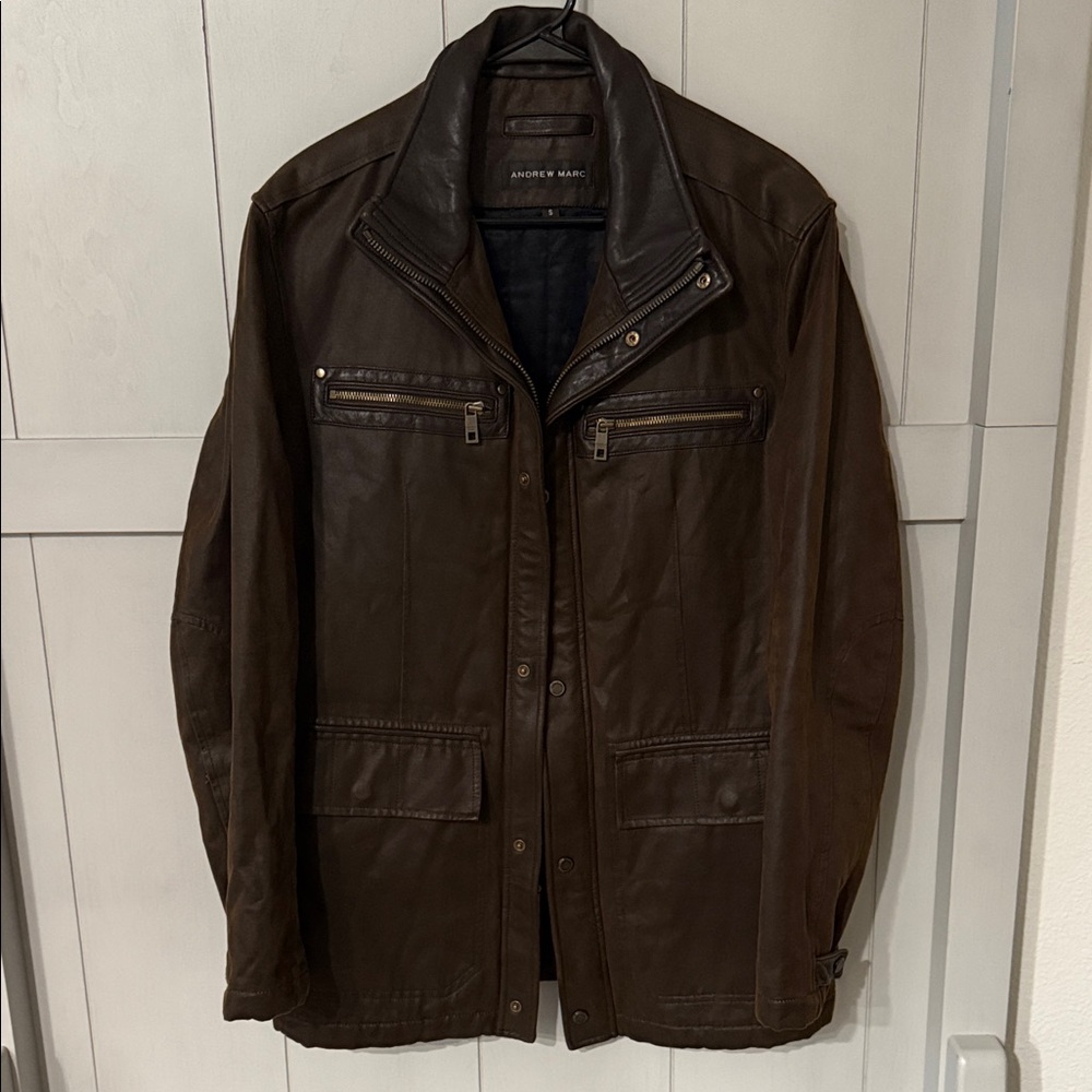Andrew Marc Men's Chocolate Brown Military Jacket